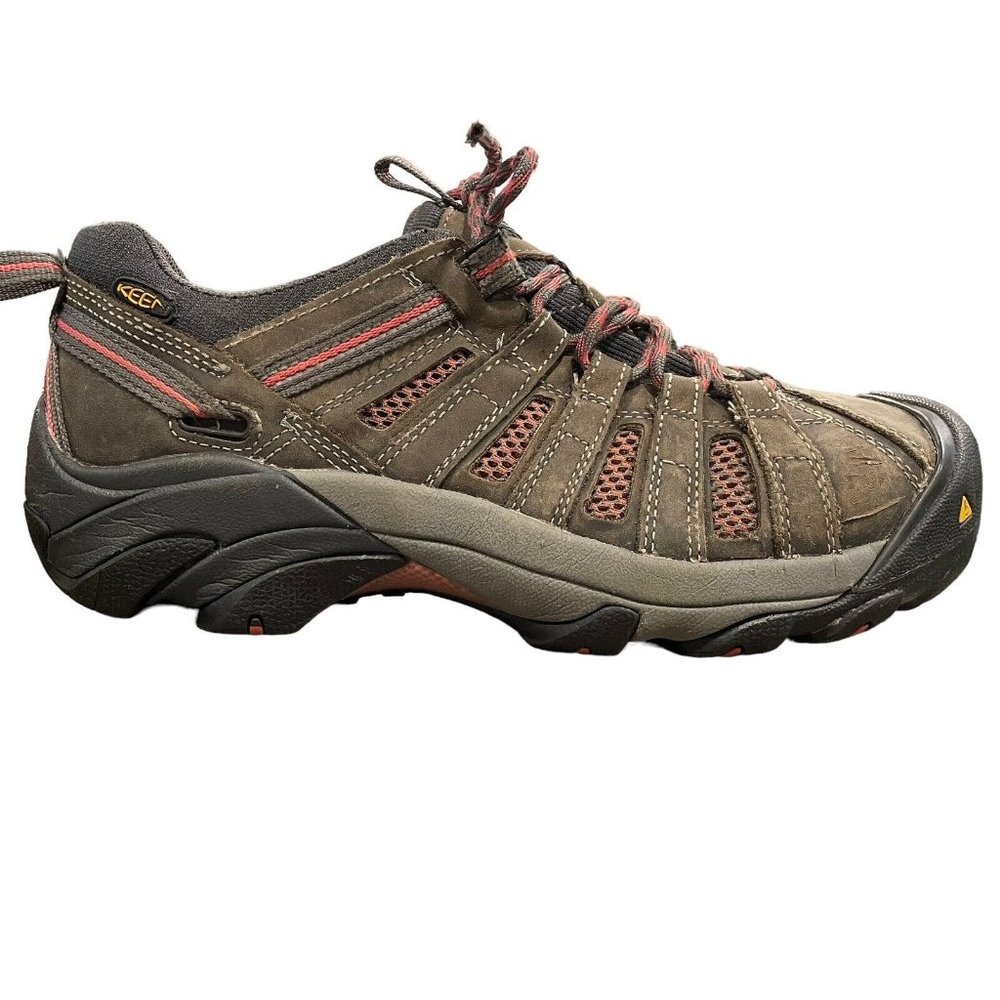 KEEN Flint Low Gray Leather Pink Mesh Steel Toe Work Boot Shoes Womens Size 10 W